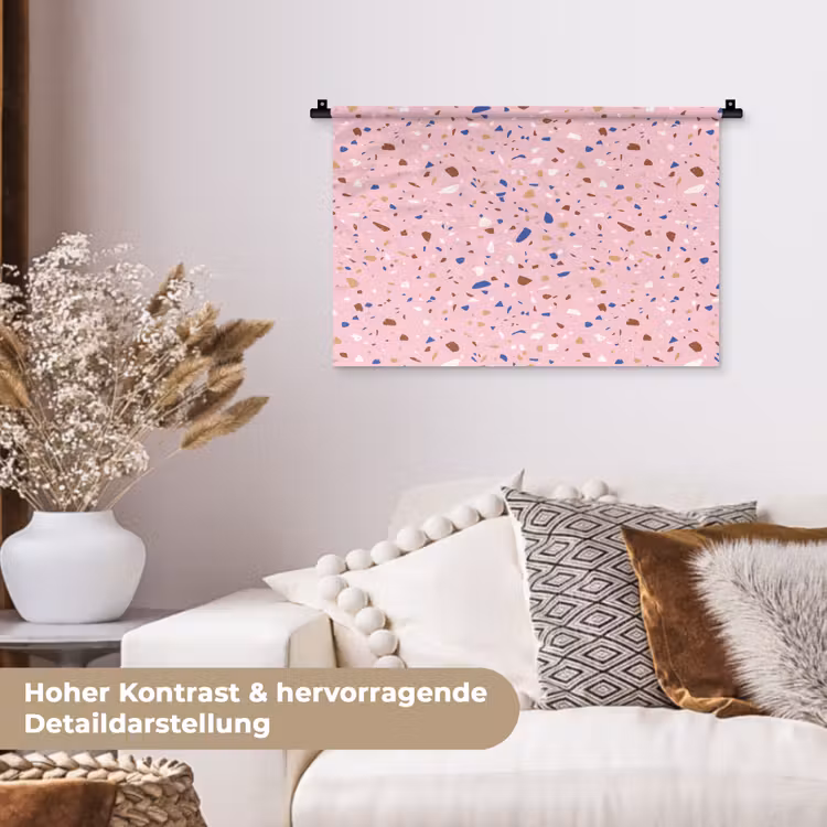 Terrazzo - Patroon - Kleurrijk - Roze Wandkleed katoen klein 269 -tsfeer1_DE