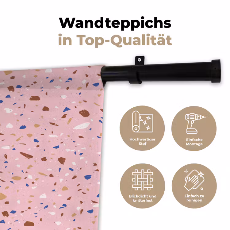 Terrazzo - Patroon - Kleurrijk - Roze Wandkleed katoen klein 269 -tsfeer2_DE