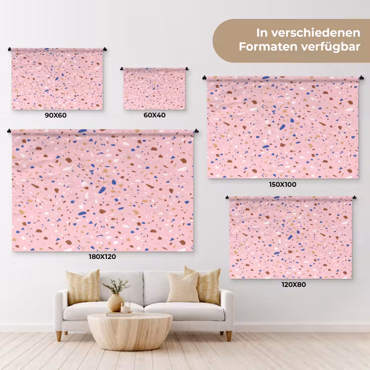 Terrazzo - Patroon - Kleurrijk - Roze Wandkleed katoen klein 269 -tsfeer8_DE