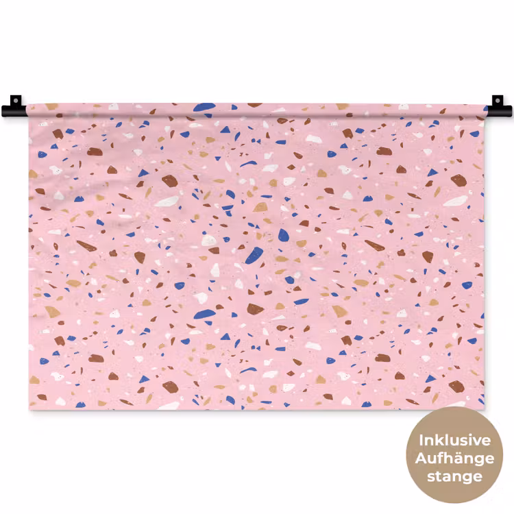 Terrazzo - Patroon - Kleurrijk - Roze Wandkleed katoen klein 269 -t3d_DE