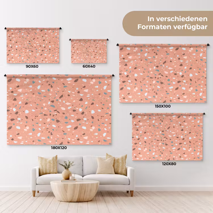 Terrazzo - Patroon - Kleurrijk - Roze - Blauw Wandkleed katoen klein 269 -tsfeer8_DE