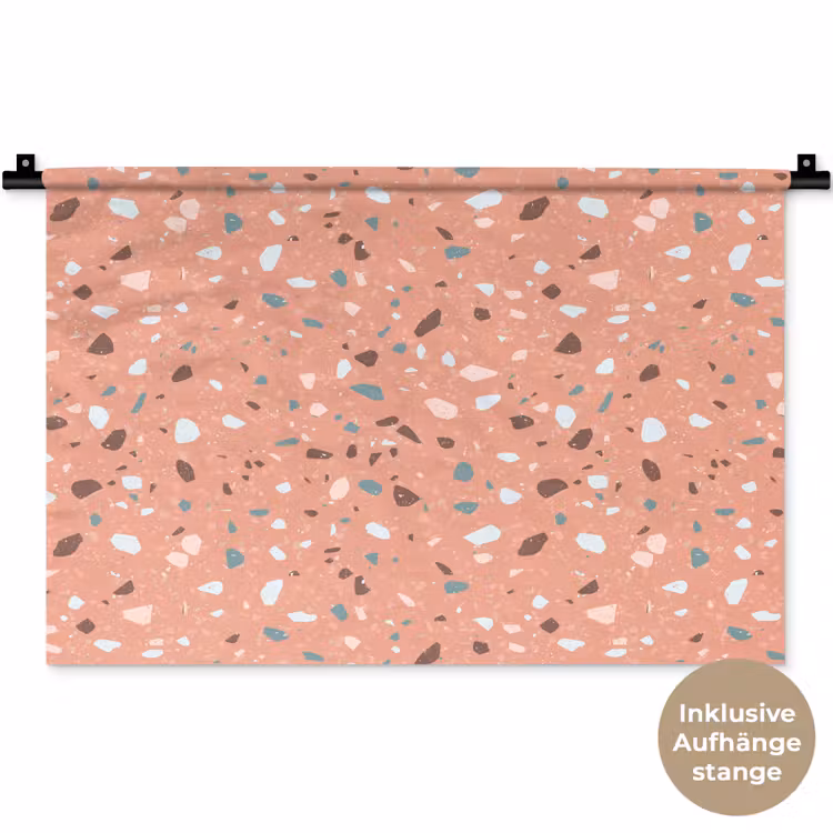 Terrazzo - Patroon - Kleurrijk - Roze - Blauw Wandkleed katoen klein 269 -t3d_DE