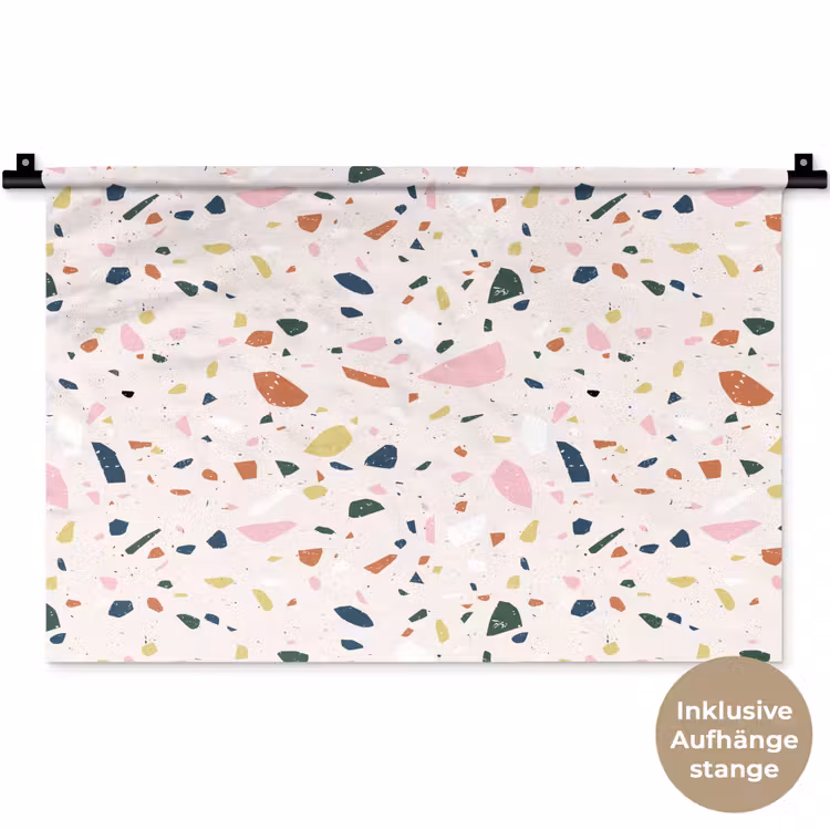 Terrazzo - Patroon - Kleurrijk Wandkleed katoen klein 269 -t3d_DE