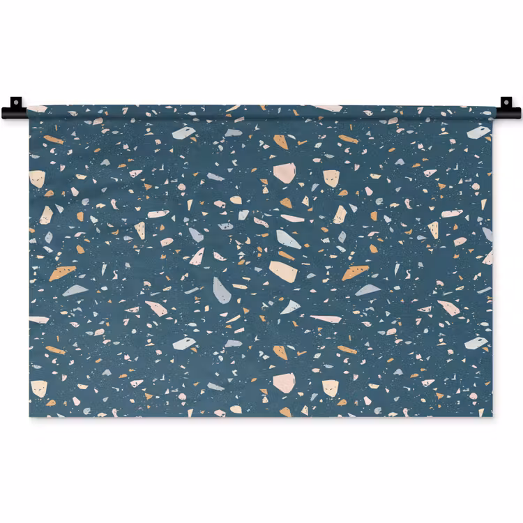 Terrazzo - Patroon - Kleurrijk - Diep blauw Wandkleed katoen klein 269 -zz3d