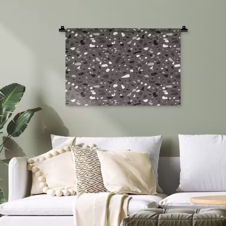 Terrazzo - Patroon - Grijs Wandkleed katoen klein 269 -sfeer7