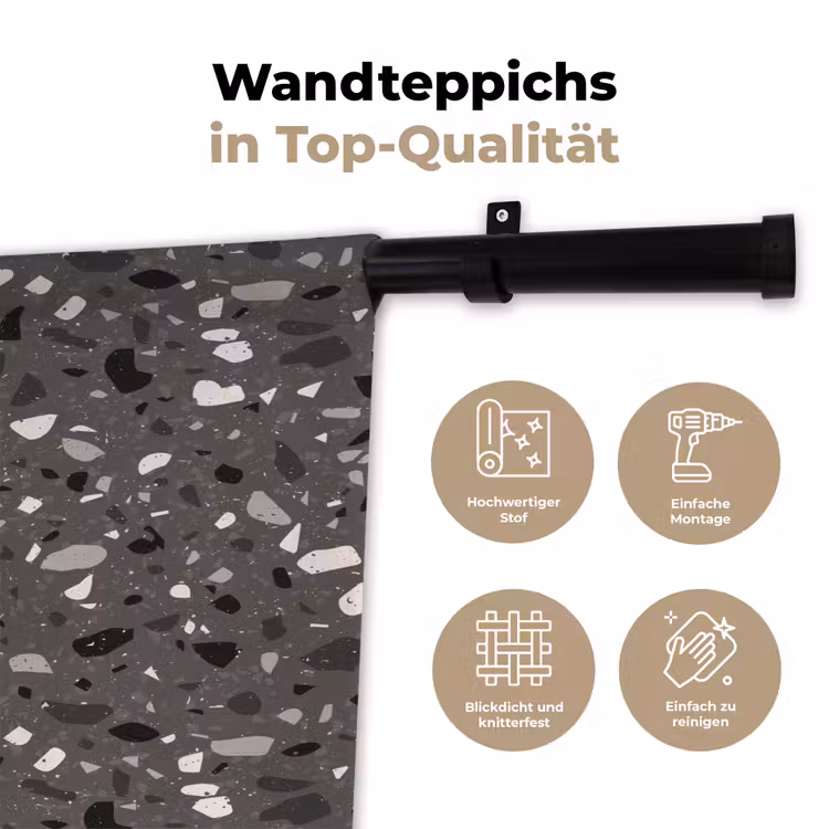 Terrazzo - Patroon - Grijs Wandkleed katoen klein 269 -tsfeer2_DE
