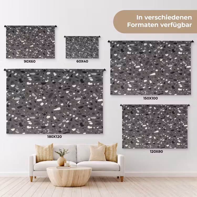 Terrazzo - Patroon - Grijs Wandkleed katoen klein 269 -tsfeer8_DE