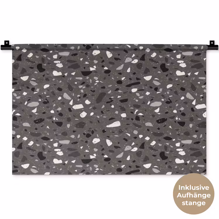 Terrazzo - Patroon - Grijs Wandkleed katoen klein 269 -t3d_DE