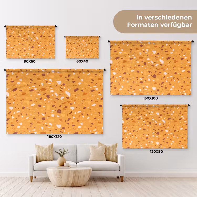 Terrazzo -  Patroon - Okergeel Wandkleed katoen klein 269 -tsfeer8_DE