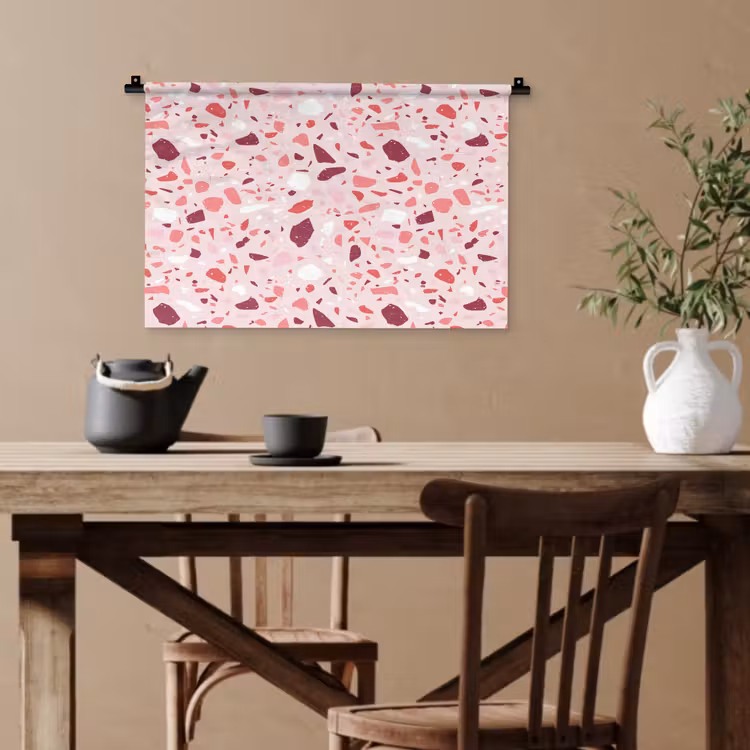 Terrazzo - Patroon - Roze Wandkleed katoen klein 269 -sfeer6