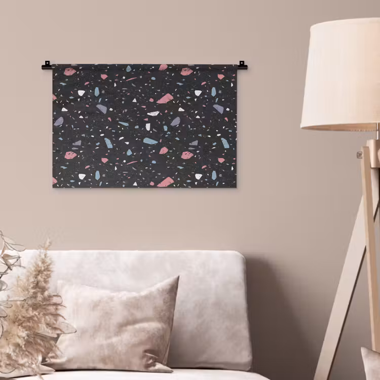 Terrazzo - Patroon - Zwart - Zacht Wandkleed katoen klein 269 -sfeer4