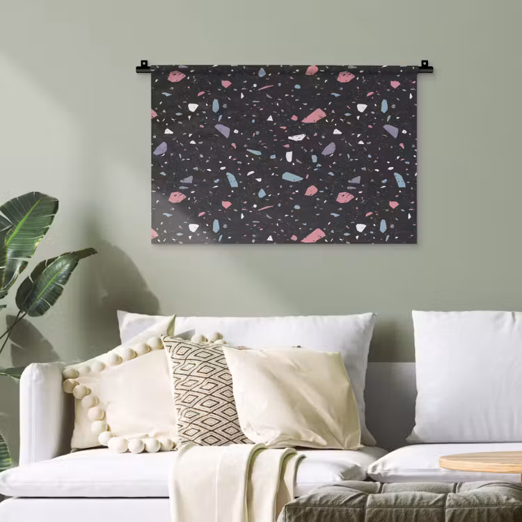 Terrazzo - Patroon - Zwart - Zacht Wandkleed katoen klein 269 -sfeer7