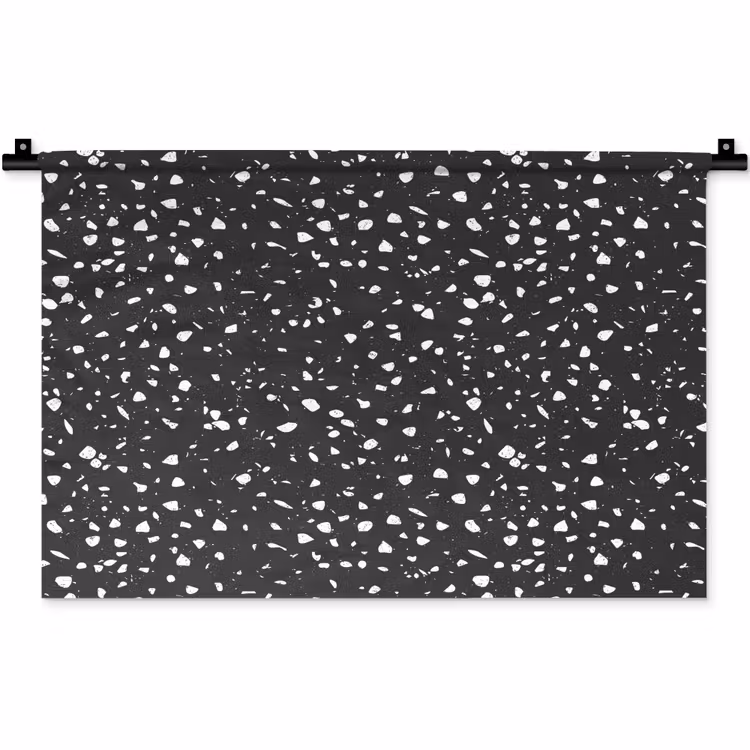 Terrazzo - Patroon - Zwart - Wit Wandkleed katoen klein 269 -zz3d