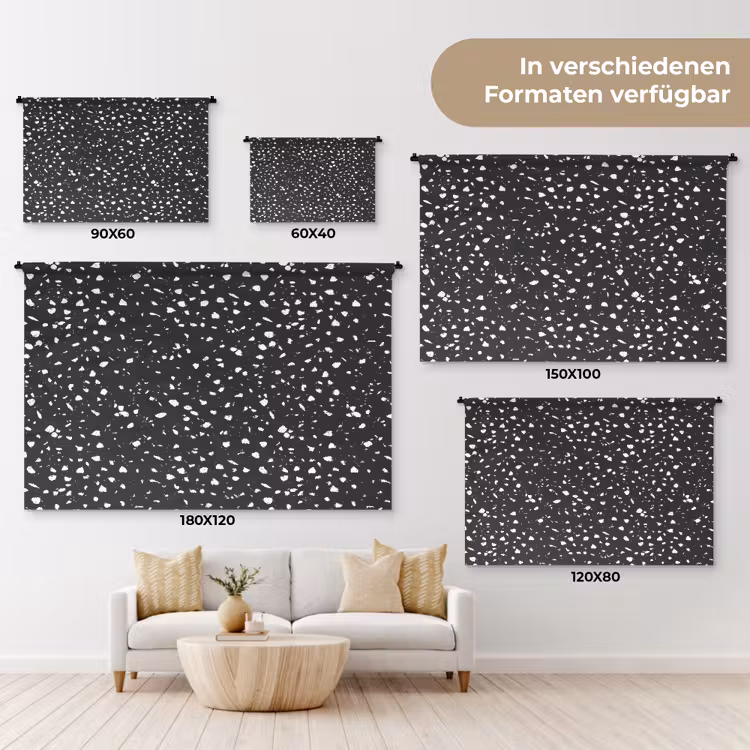 Terrazzo - Patroon - Zwart - Wit Wandkleed katoen klein 269 -tsfeer8_DE
