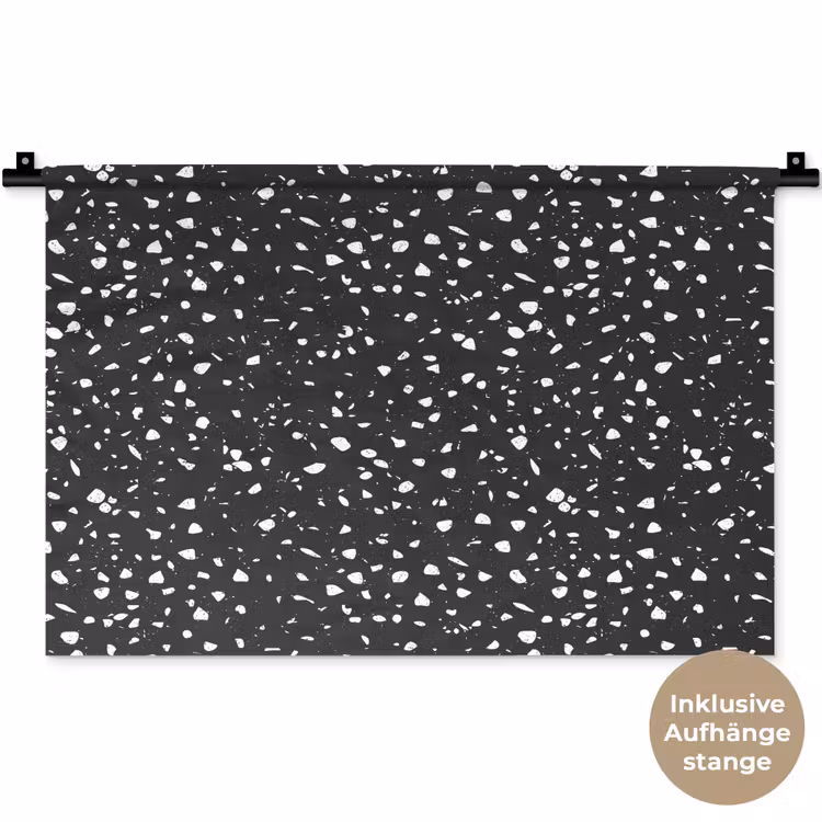 Terrazzo - Patroon - Zwart - Wit Wandkleed katoen klein 269 -t3d_DE