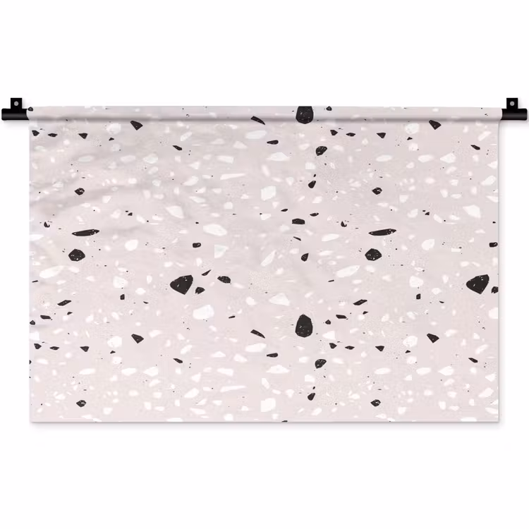 Terrazzo - Patroon - Zacht - Zwart - Wit Wandkleed katoen klein 269 -zz3d