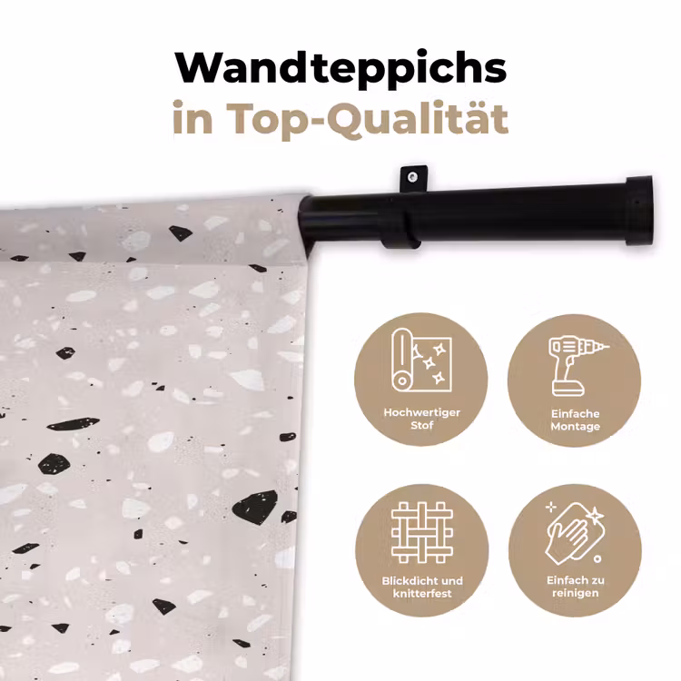 Terrazzo - Patroon - Zacht - Zwart - Wit Wandkleed katoen klein 269 -tsfeer2_DE