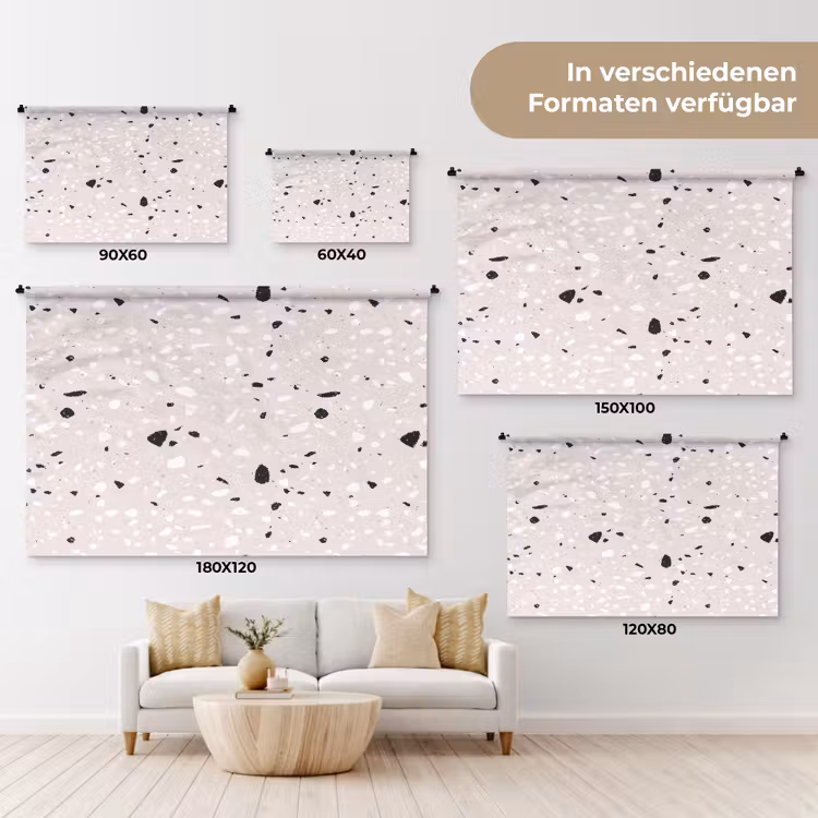 Terrazzo - Patroon - Zacht - Zwart - Wit Wandkleed katoen klein 269 -tsfeer8_DE