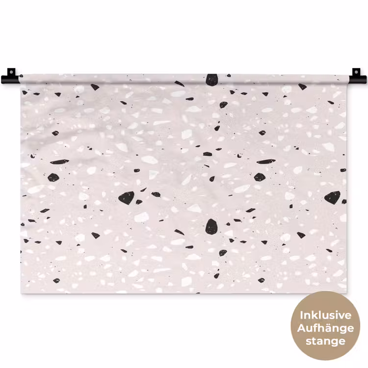 Terrazzo - Patroon - Zacht - Zwart - Wit Wandkleed katoen klein 269 -t3d_DE