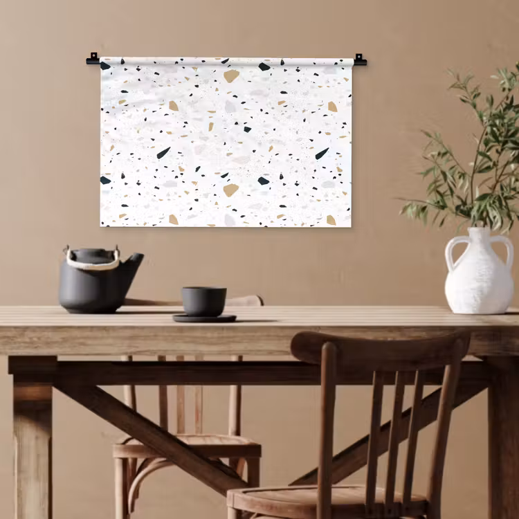 Terrazzo - Patroon - Wit - Neutraal Wandkleed katoen klein 269 -sfeer6