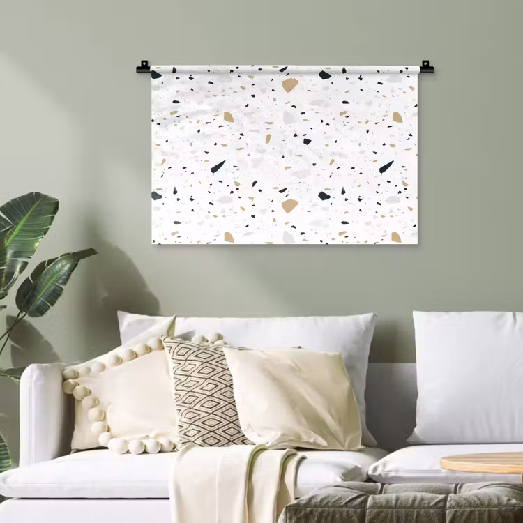 Terrazzo - Patroon - Wit - Neutraal Wandkleed katoen klein 269 -sfeer7