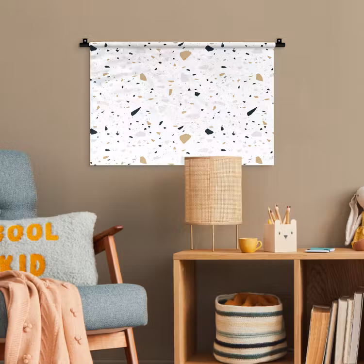 Terrazzo - Patroon - Wit - Neutraal Wandkleed katoen klein 269 -wsfeer4_kind