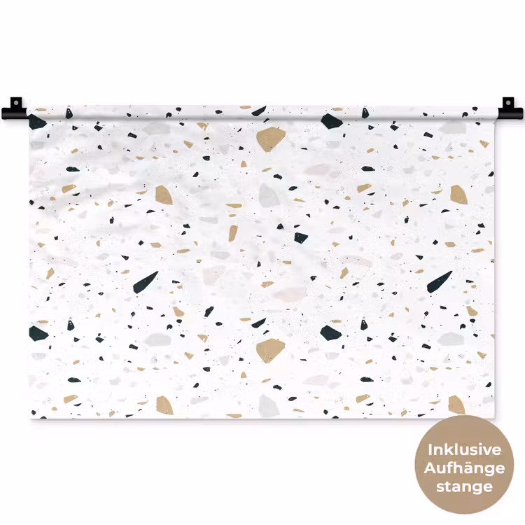 Terrazzo - Patroon - Wit - Neutraal Wandkleed katoen klein 269 -t3d_DE