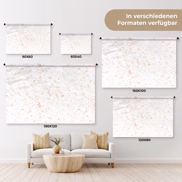 Terrazzo - Patroon - Wit - Perzik Wandkleed katoen klein 269 -tsfeer8_DE