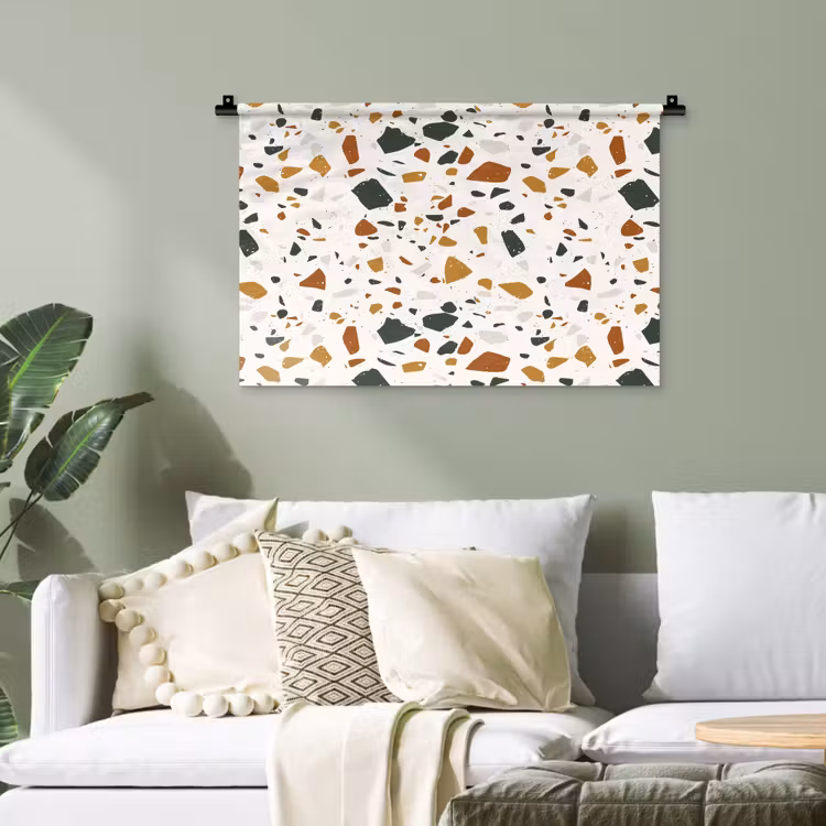 Terrazzo - Patroon - Wit - Terra Wandkleed katoen klein 269 -sfeer7