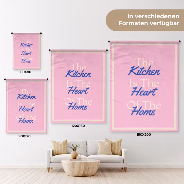 Tekst - Blauw - Keuken - Kader Wandkleed katoen klein -tsfeer8_DE
