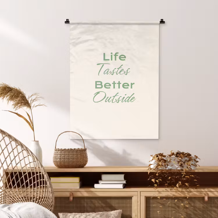 Tekst - Sierlijk - Letters - Groen Wandkleed katoen klein -sfeer5