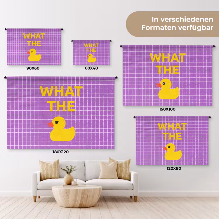 Tekst - Eend - Paars Wandkleed katoen klein -tsfeer8_DE