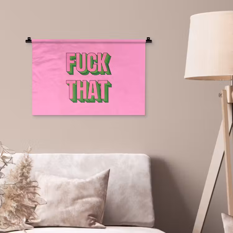 Tekst - Bold - Roze Wandkleed katoen klein -sfeer4