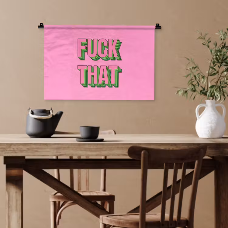 Tekst - Bold - Roze Wandkleed katoen klein -sfeer6