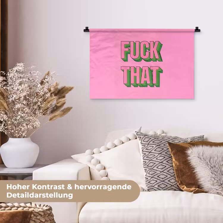 Tekst - Bold - Roze Wandkleed katoen klein -tsfeer1_DE