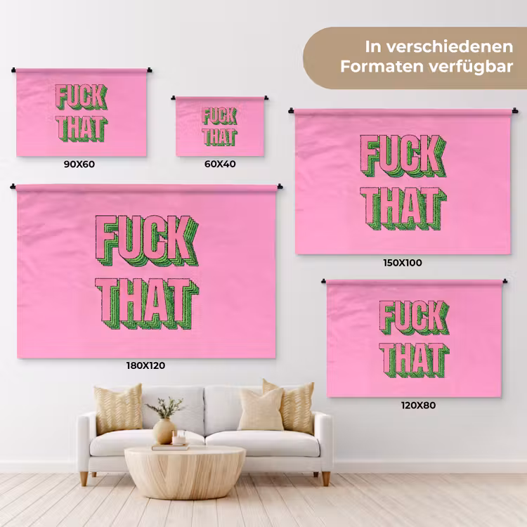 Tekst - Bold - Roze Wandkleed katoen klein -tsfeer8_DE