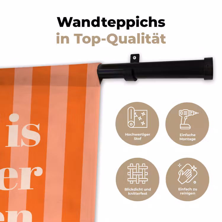Tekst - Gestreept - Oranje - Zomer Wandkleed katoen klein -tsfeer2_DE