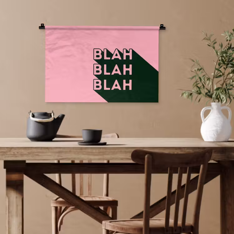 Tekst - Grafisch - Groen - Schaduw Wandkleed katoen klein -sfeer6