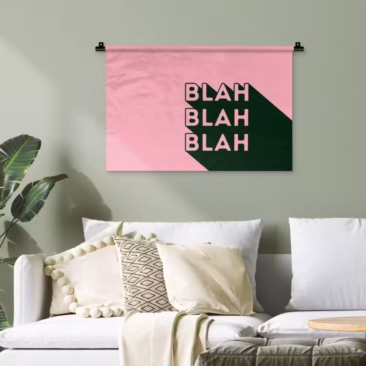 Tekst - Grafisch - Groen - Schaduw Wandkleed katoen klein -sfeer7