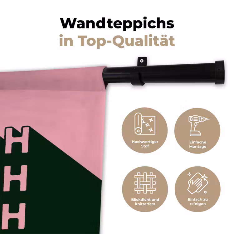 Tekst - Grafisch - Groen - Schaduw Wandkleed katoen klein -tsfeer2_DE