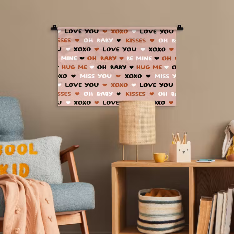 Tekst - Liefde - Roze - Patroon Wandkleed katoen klein 269 -wsfeer4_kind