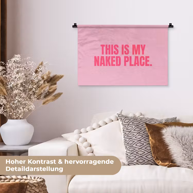 Tekst - Modern - Roze Wandkleed katoen klein -tsfeer1_DE