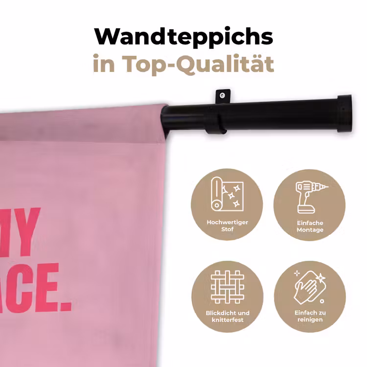 Tekst - Modern - Roze Wandkleed katoen klein -tsfeer2_DE
