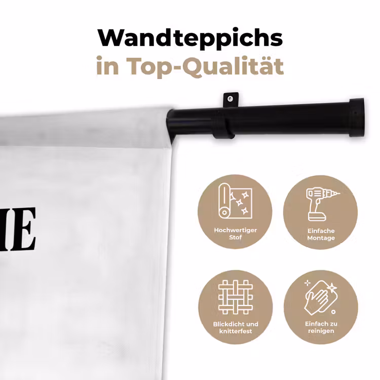 Tekst - Modern - Zwart - Wit Wandkleed katoen klein -tsfeer2_DE