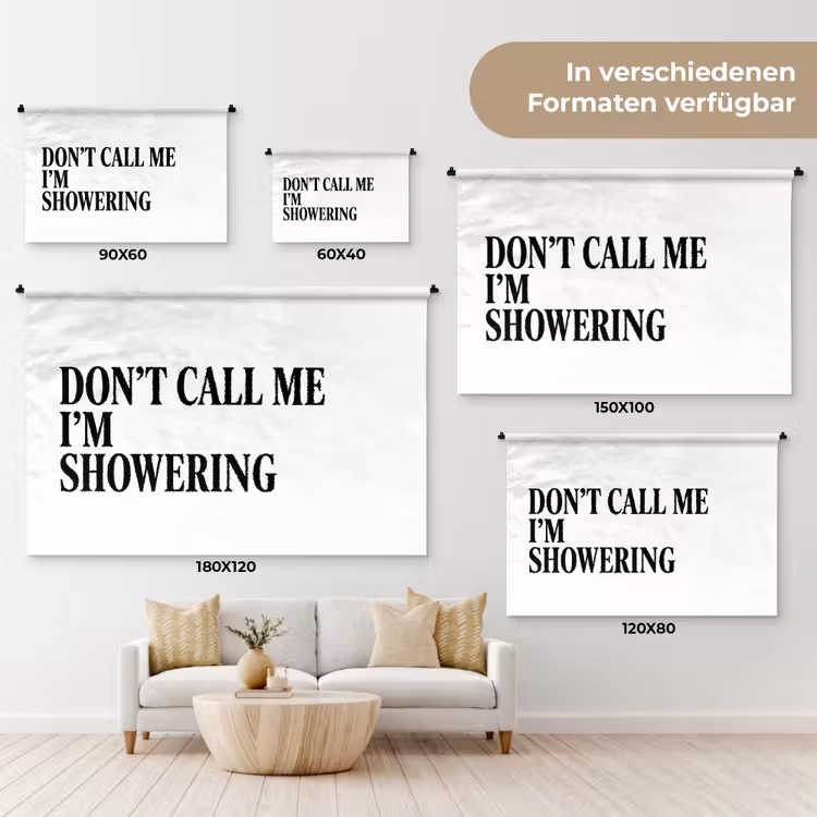 Tekst - Modern - Zwart - Wit Wandkleed katoen klein -tsfeer8_DE