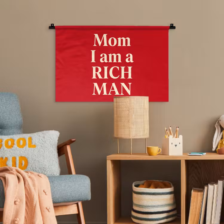Tekst - Rijkdom - Motivatie - Rood - Modern Wandkleed katoen klein -wsfeer4_kind