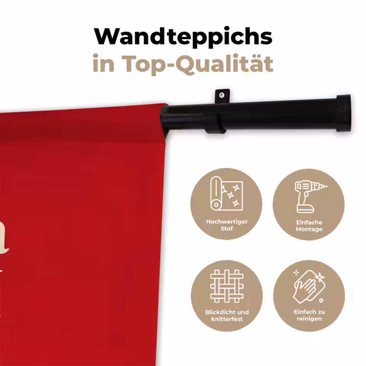 Tekst - Rijkdom - Motivatie - Rood - Modern Wandkleed katoen klein -tsfeer2_DE
