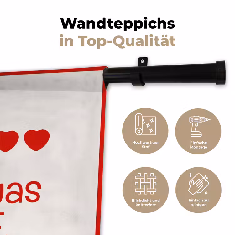 Tekst - Rood - Hartjes Wandkleed katoen klein -tsfeer2_DE