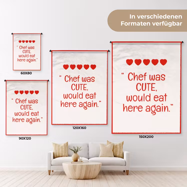 Tekst - Rood - Hartjes Wandkleed katoen klein -tsfeer8_DE