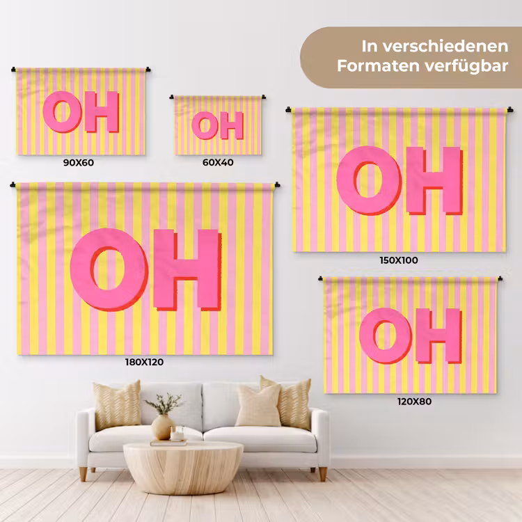 Tekst - Strepen - Roze Wandkleed katoen klein -tsfeer8_DE